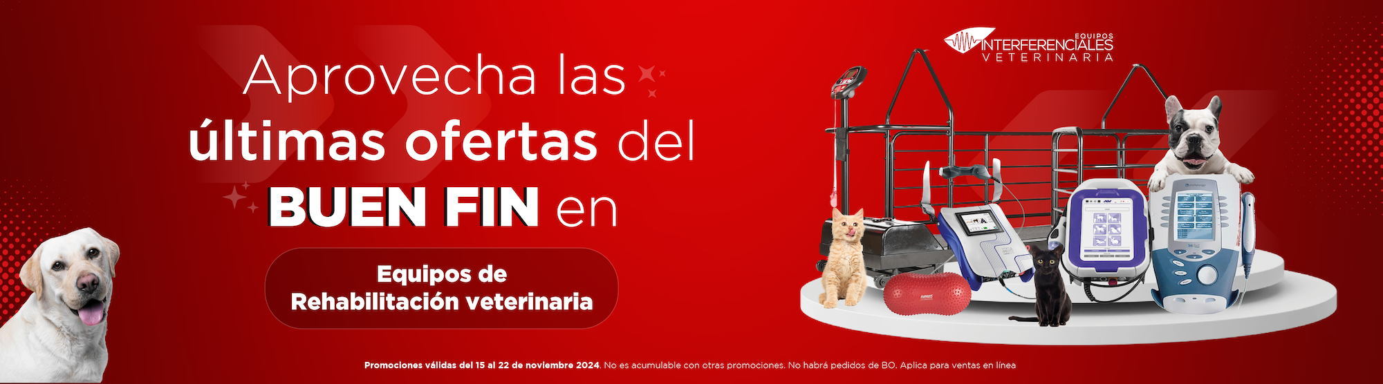 Slider de promociones de aniversario Equipos interferenciales veterinaria